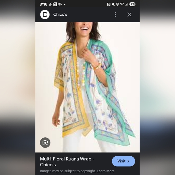 Beautiful Scarf Floral Ruana Chicos OS - Picture 7 of 7